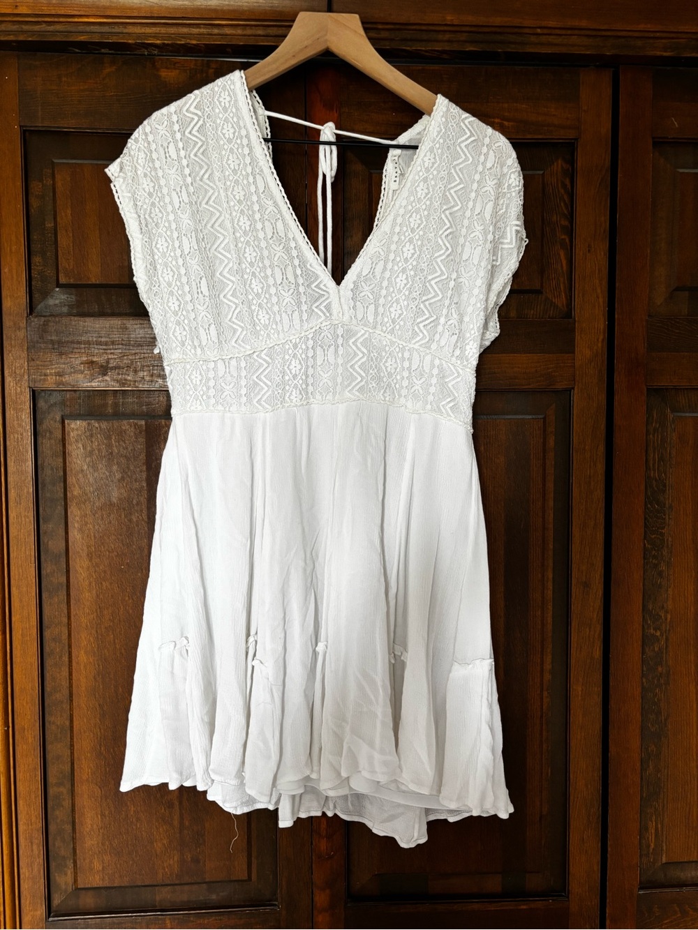 Boho Lace-Detail White Women's Dress